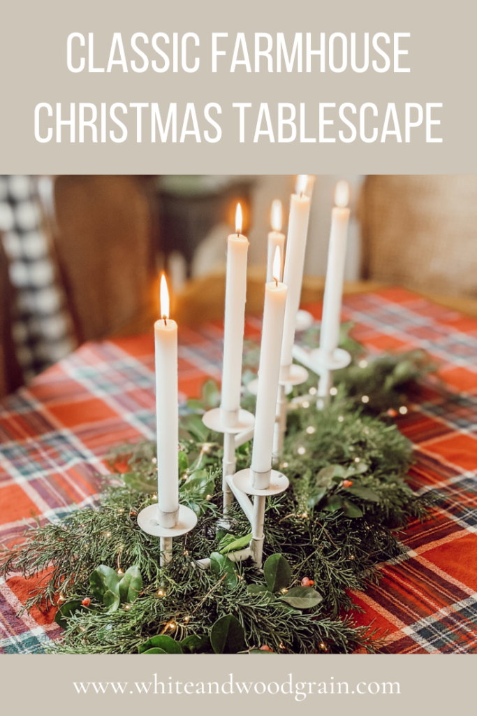 classic farmhouse Christmas tablescape
